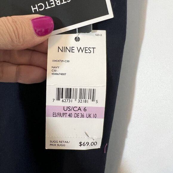 Nine West Women’s Dress Pants Size 6 Navy Blue The Modern Stretch  Zipper NWT - Picture 9 of 14